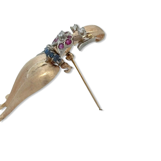 "Dog Show" Diamond, Ruby and Sapphire Pendant/Brooch