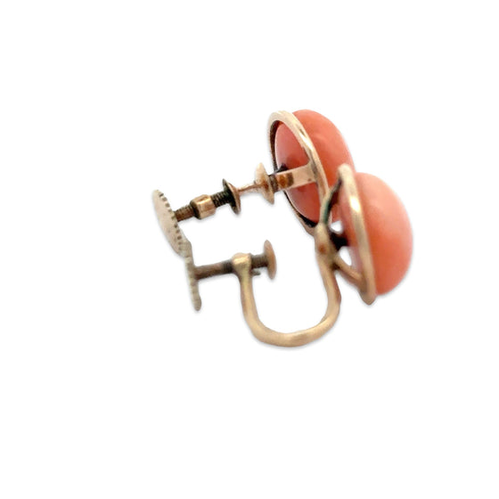 Natural Coral and 14Kt Yellow Gold Earrings