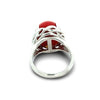 Natural Coral and Diamond Platinum Ring
