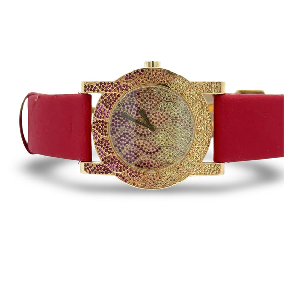 Limited Edition Rare #1 of 2 Carl F. Bucherer Pathos Diva Pink Sapphire & Diamond 18K Yellow Gold Watch MSRP $63,000