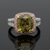 Natural 4.69ct Color Change Alexandrite and Natural Pink White Diamond 18Kt Ring (GIA)