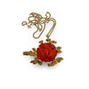 1960's Carved Coral Motif and 14k Yellow Necklace