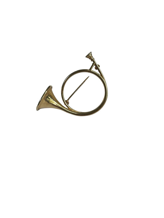 French Horn 14kt Yellow Gold Brooch