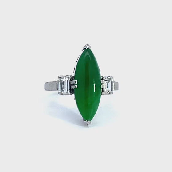 Marquis Jade Diamond and Platinum Ring