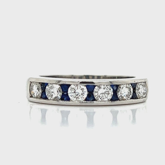 Sapphire, Diamond and Platinum Ring