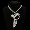 1970's Bow Motif Necklace/Brooch Diamond and Ruby 18K White Gold
