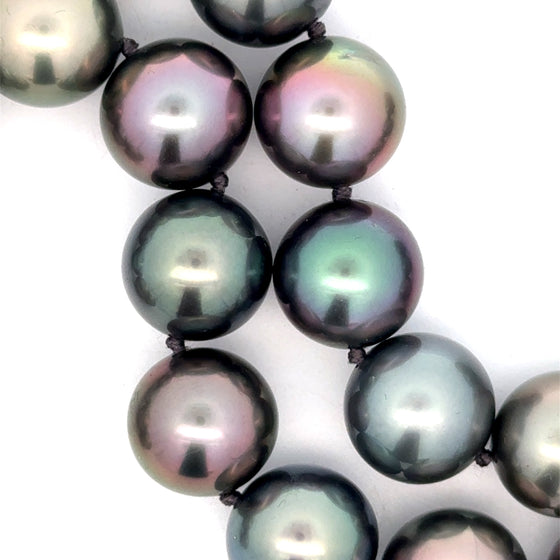 Fine Multi Color 10.50-12.30mm South Sea 18Kt White Gold Pearl Necklace