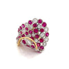 Italian Designer Ruby, Diamond and 18K White and Yellow Gold Ring