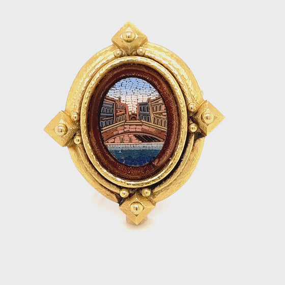 Estate Elizabeth Locke Micro Mosaic Brooch/Pendant