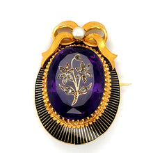  Antique Amethyst, Diamond and Pearl Brooch