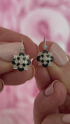 Social Climber Diamond, Black Enamel Earrings