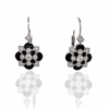 Social Climber Diamond, Black Enamel Earrings