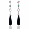 Slender Emerald and Onyx Earrings