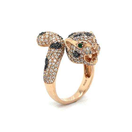 Effy 14k Rose Gold, Diamond and Emerald Panther Ring