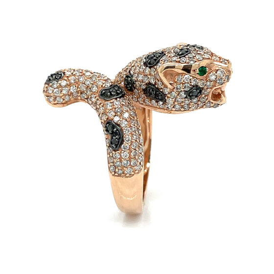 Effy 14k Rose Gold, Diamond and Emerald Panther Ring