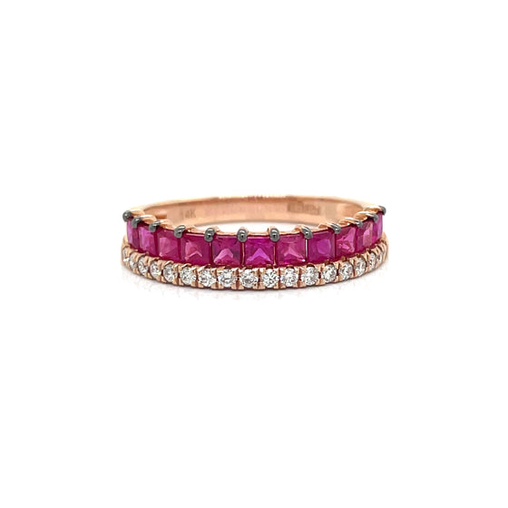 Ruby, Diamond, and Rose Gold Ring