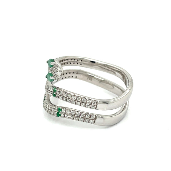 Natural Emerald and Diamond Snake Size 7  Ring