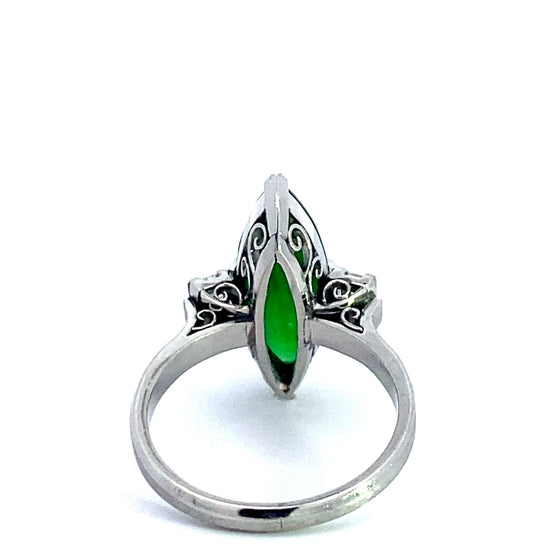 Marquis Jade Diamond and Platinum Ring