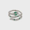 Natural Emerald and Diamond Snake Size 7  Ring