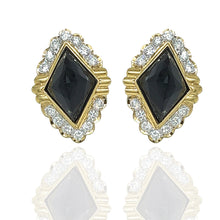  Vintage Sugarloaf Onyx and Diamond Earrings