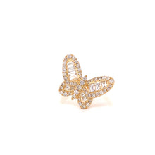  Butterfly Diamond and 18k Yellow Gold Ring