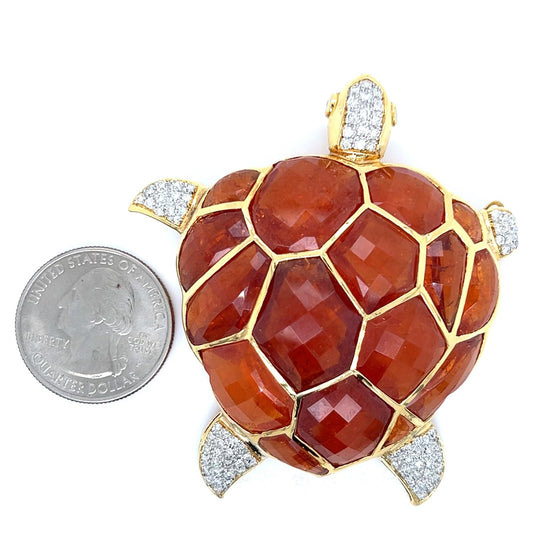 Diamond and Tourmaline Turtle Brooch/Pendant