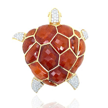  Diamond and Tourmaline Turtle Brooch/Pendant