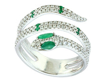  Natural Emerald and Diamond Snake Size 7  Ring