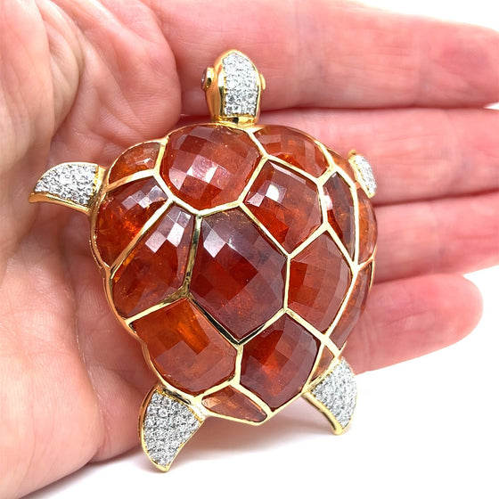 Diamond and Tourmaline Turtle Brooch/Pendant