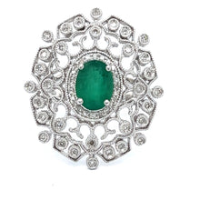 Oval Emerald and Diamond Ring