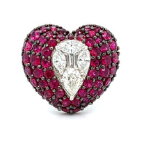  Diamond and Ruby Heart Ring