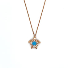  Diamond and Blue Enamel Turtle Rose Gold Necklace