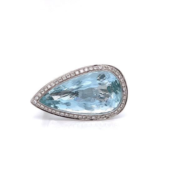 Aquamarine and Diamond Size 6.5 Ring