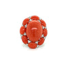 Coral, Diamond and 18K White Gold Ring