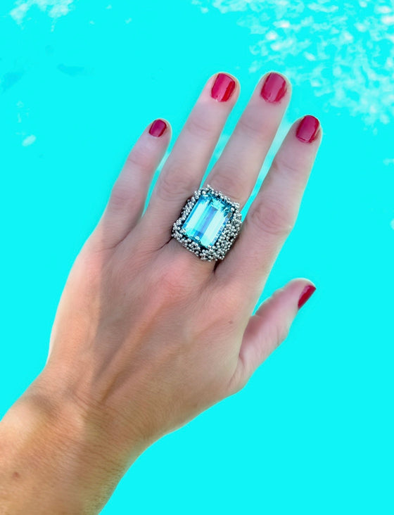 Designer 20.20 Carat Aquamarine Estate Ring