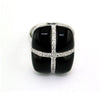 14K White Gold, Onyx and Diamond Size 7 Ring