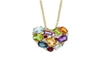 Multicolor Gemstone Heart Necklace