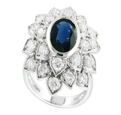 Oval Sapphire & Diamond 14K White Gold Ring