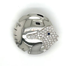  Diamond and Sapphire 18K White Gold Fish Brooch