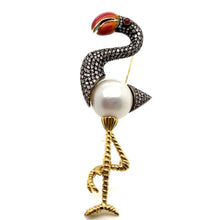  Flamingo Diamond, Ruby, Enamel and South Sea Pearl Brooch