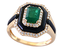  Emerald, Diamond and Onyx Ring