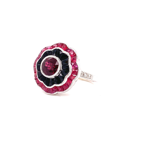 Delmonico Ruby and Onyx Diamond Ring