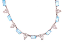  18K White Gold, Diamond and Blue Topaz Newport Necklace
