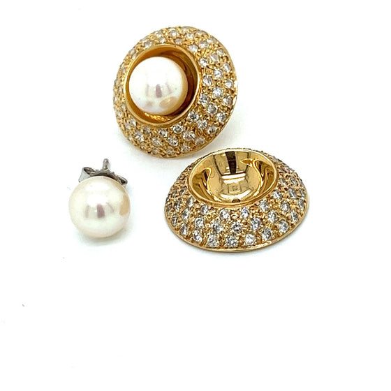 Estate Monte Tevi 1.60 cttw Diamond Jacket Earrings (With Cultured Pearls) 13771