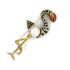 Flamingo Diamond, Ruby, Enamel and South Sea Pearl Brooch