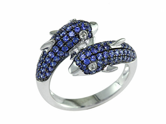 Sapphire and Diamond Dolphin Ring